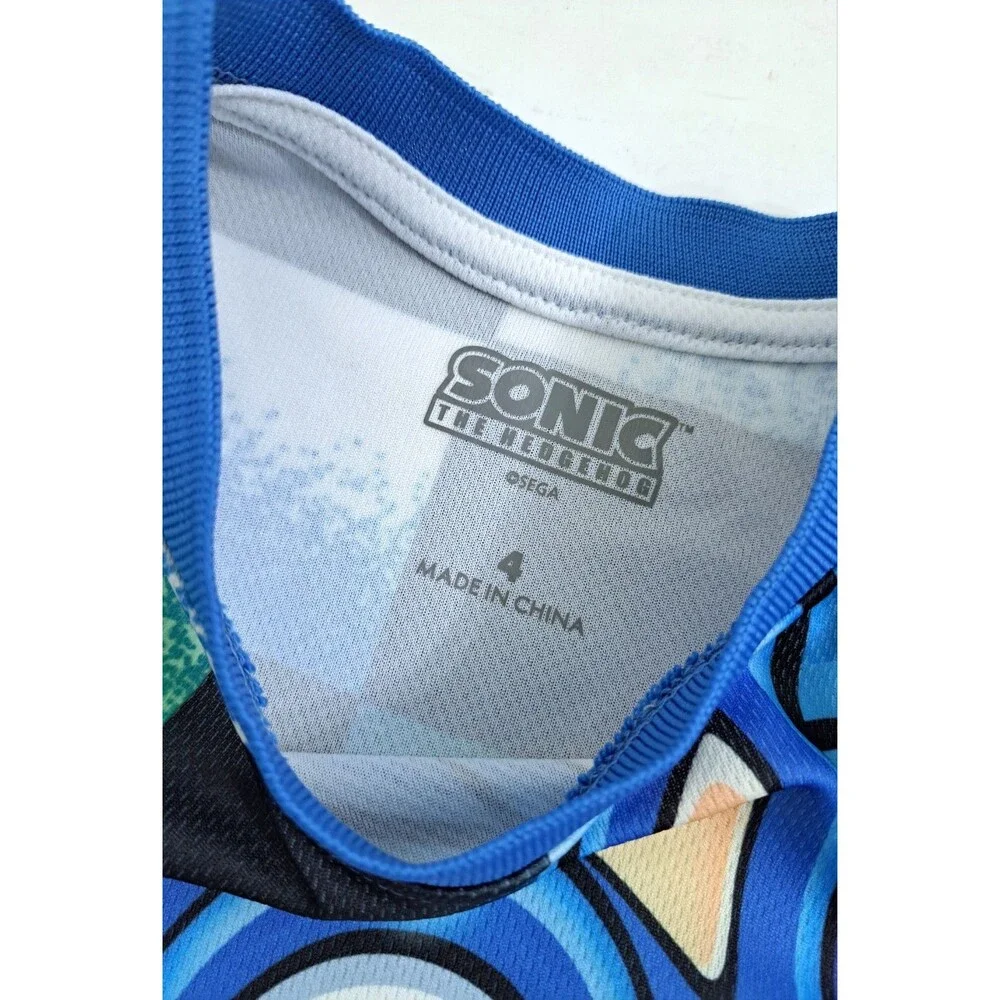 SEGA Sonic the Hedgehog 2 Piece Tank Shirt Shorts Set Size 4 Blue Black Green